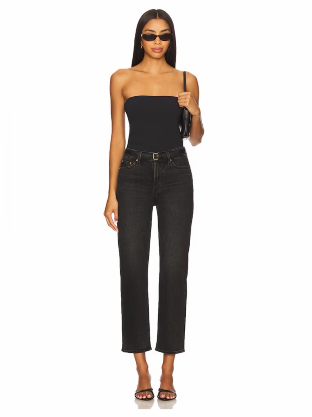 pistola Black High-Rise Cropped Straight Jeans